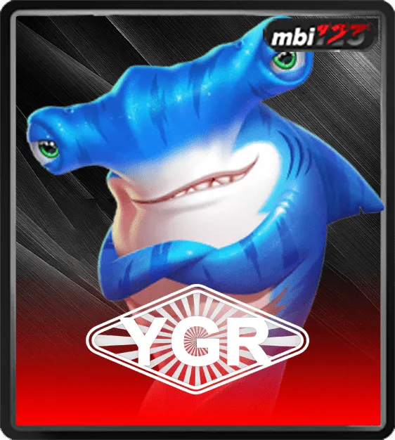 MBI123 YGR icon featuring a animated blue hammerhead shark with crossed arms.